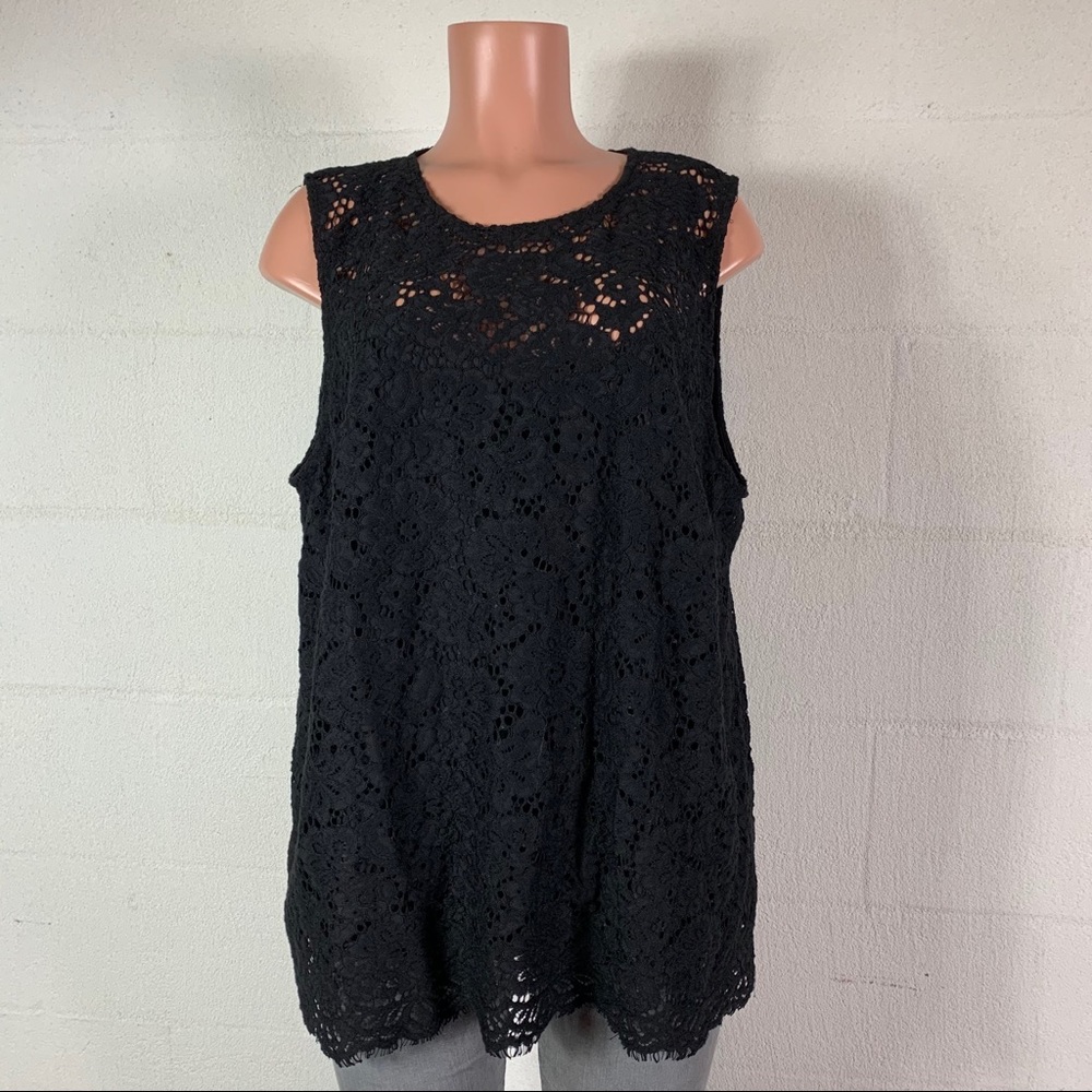 H&M blouse black lace sleeveless size XLarge